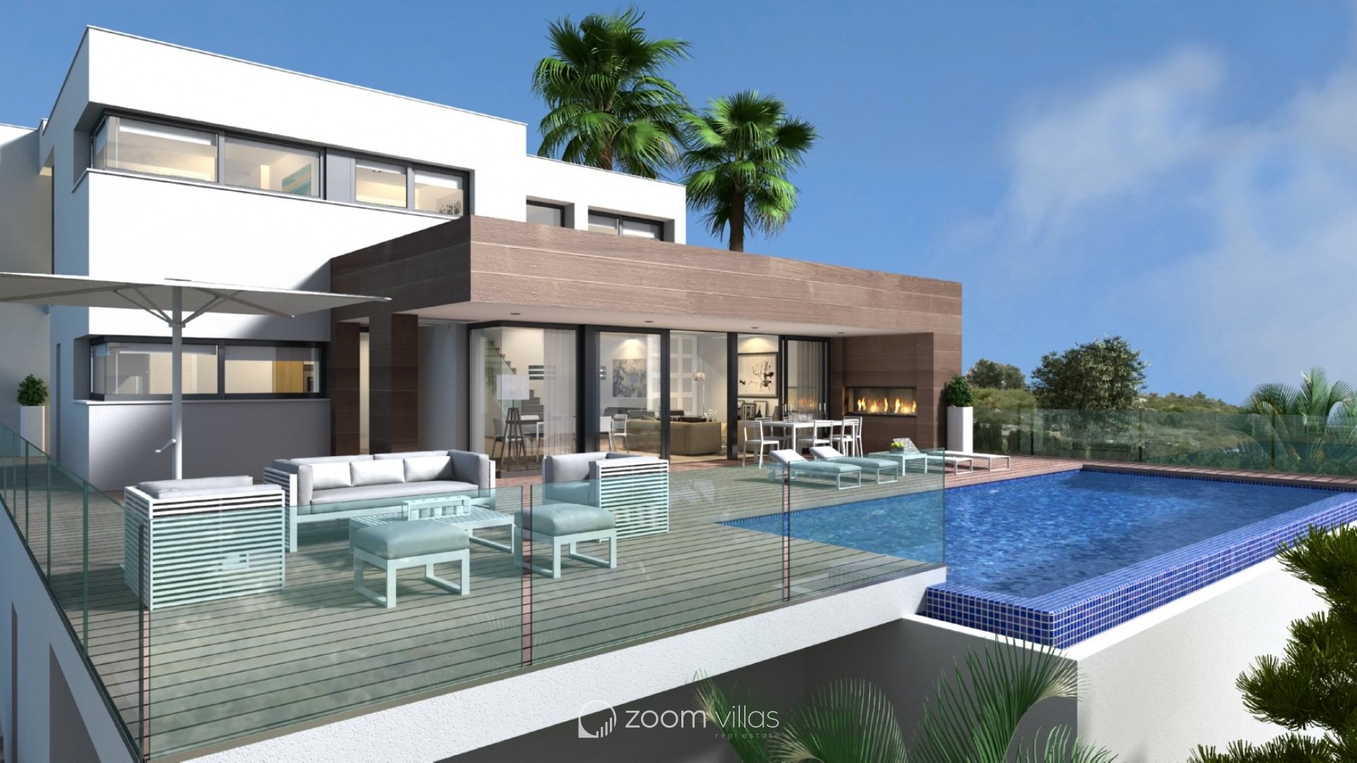 Moderna Villa in Cumbre del Sol met groot terras en Infinity Zwembad