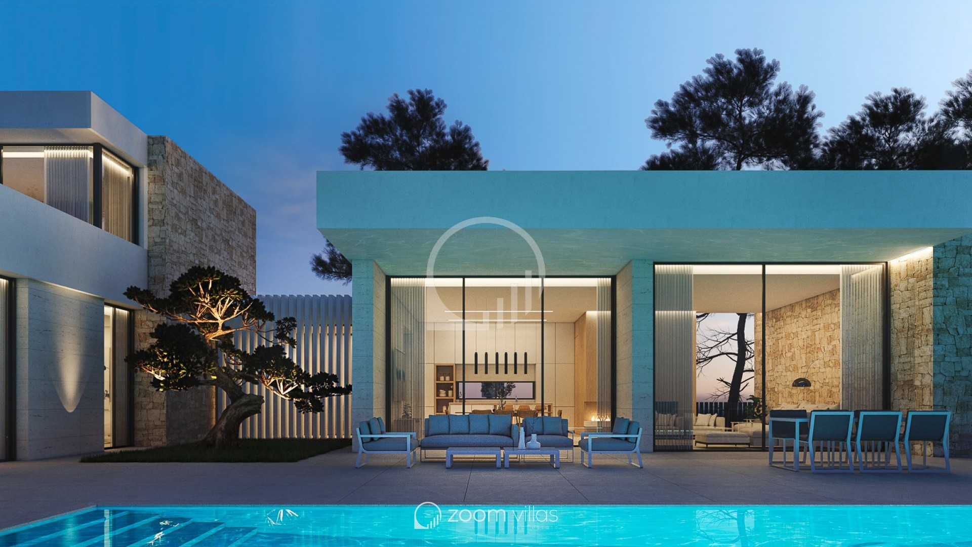 Villa à vendre à Moraira avec de grandes fenêtres vers la piscine | Zoom Villas
